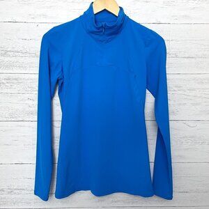 Gap Fit Women's Blue 1/4 Zip Pullover Athletic Top Thumbholes Back Zip Pocket XS